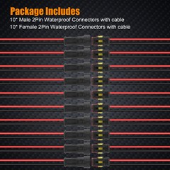 10-Pair Waterproof 12V 2-pin Electrical Wire Connector Plug Cable Boat Car truck