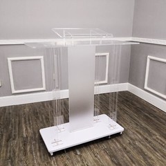 Lighted Clear Acrylic Led Podium Pulpit Wood Lectern Churches Synagogue Temple