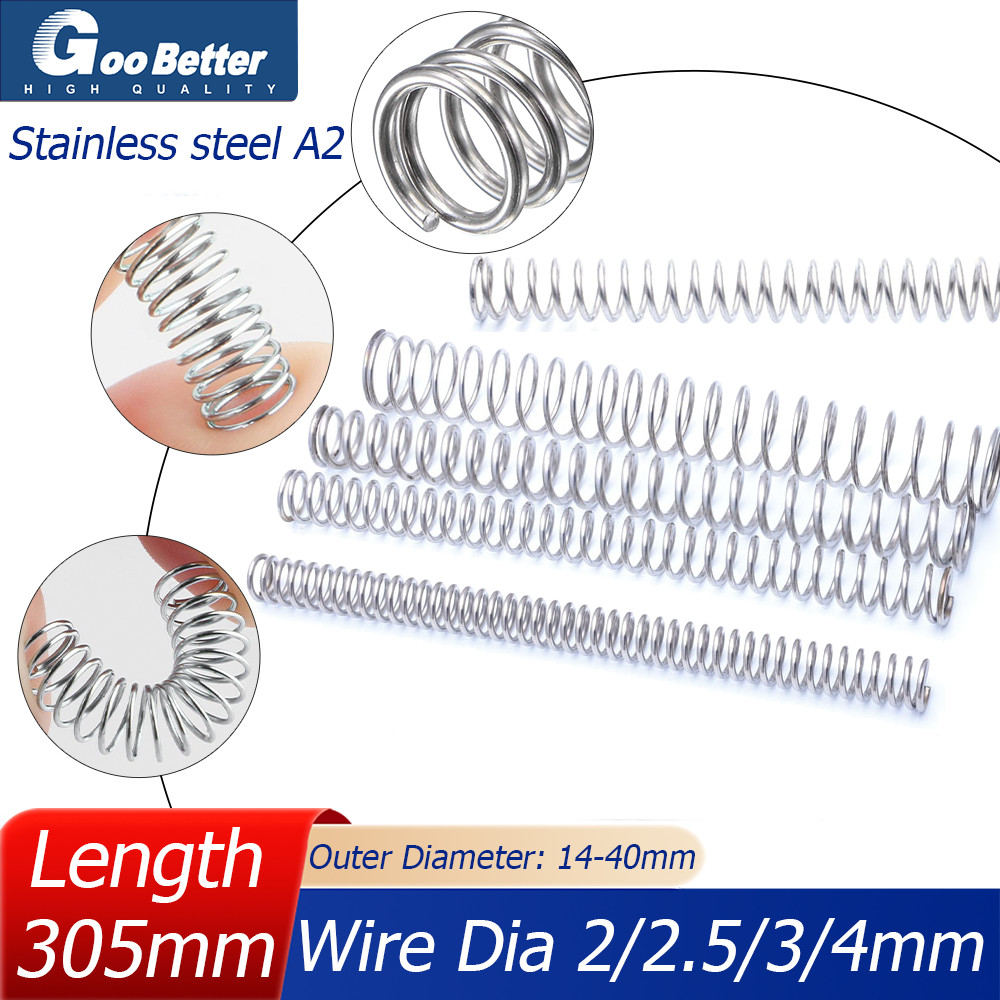 Compression Spring Wire Dia 2-4mm Pressure Small Stainless steel 305mm Length
