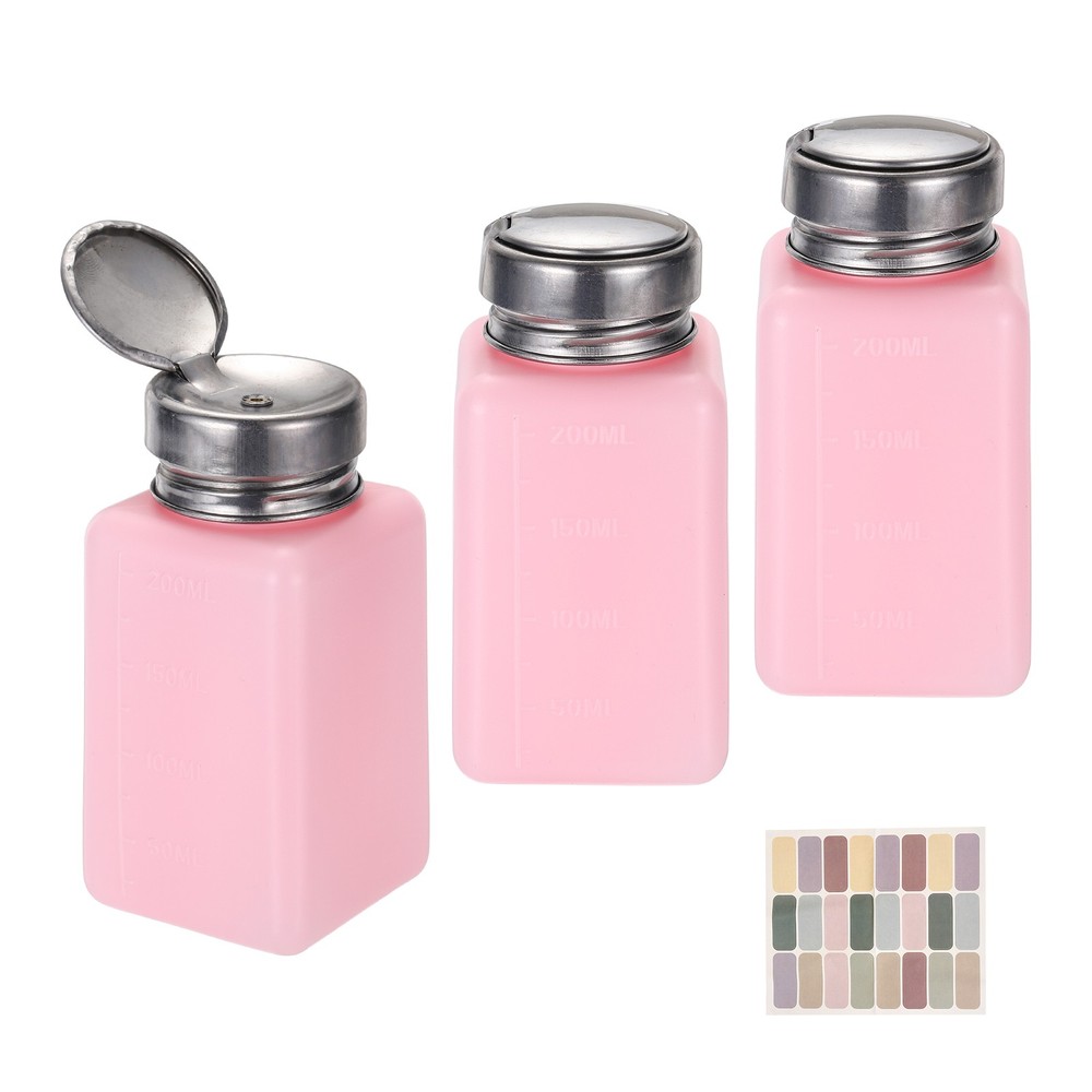 3Pcs 200ml/6.7oz Solvent Alcohol Dispenser for Acetone Cleanser Pink