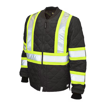 Tough Duck S43211 Men’s Hi-Vis Quilted Safety Jacket, 100% Polyester, Black, M