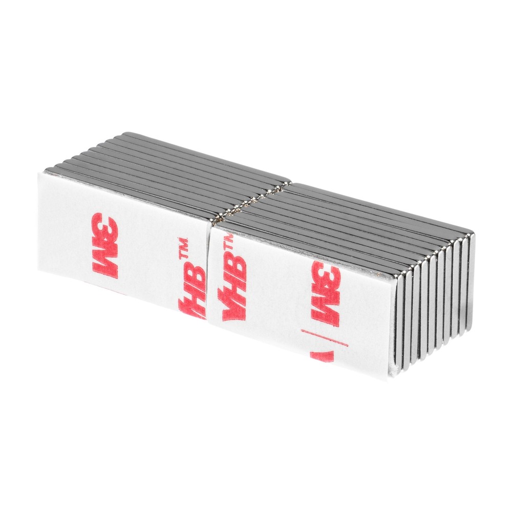 1 x 1/2 x 1/16 Inch Neodymium Block Magnets N42 with Adhesive (20 Pack)