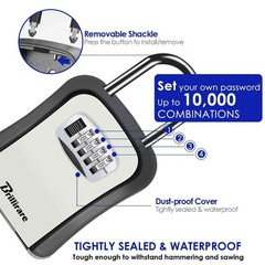 Key Lock Box, Waterproof 4 Digits Combination Lockbox with Removable Shackle,…