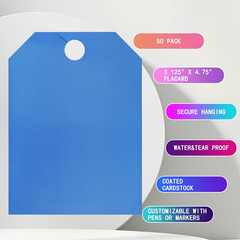 Blue 50 Packs Blank Car Mirror Hang Tags 8.5 X 11.5 Inches Car Sale Tags