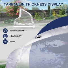 Ezcasch Clear Tarp 4′ x 6′, 15 OZ Vinyl PVC x White Edge