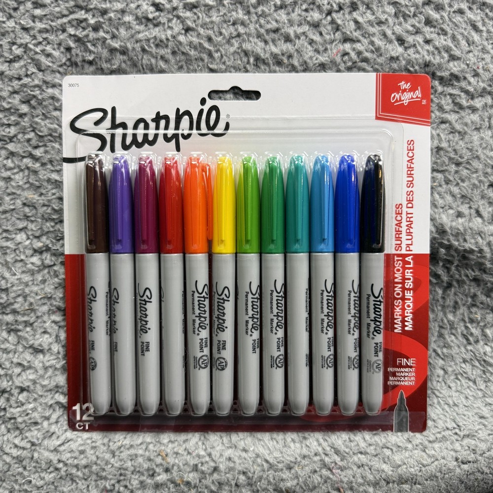 Sharpie Permanent Markers 12ct Fine Point Assorted Colors Newell USA Original
