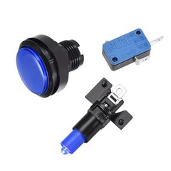 Game Push Button 46mm Round 12V LED Illuminated Push Button Switch Blue 2PC