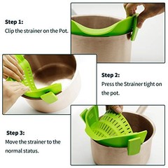 Clip On Strainer Silicone Pots and Pans, AUOON Standard 8.86 x 3.55 in, Green
