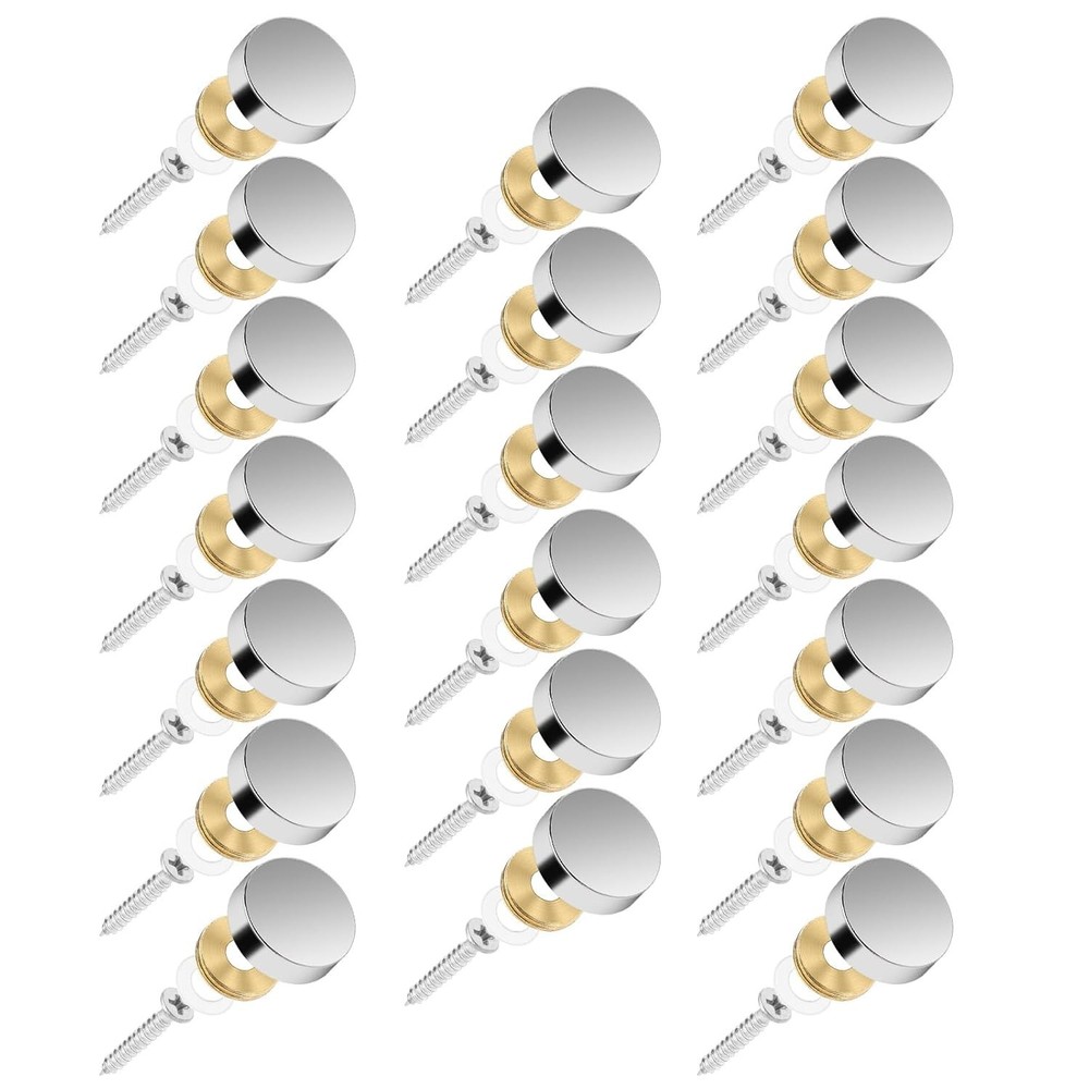 20 Pack Stainless Steel Screw Cover Caps 16mm Decorative Nail Covers Silver