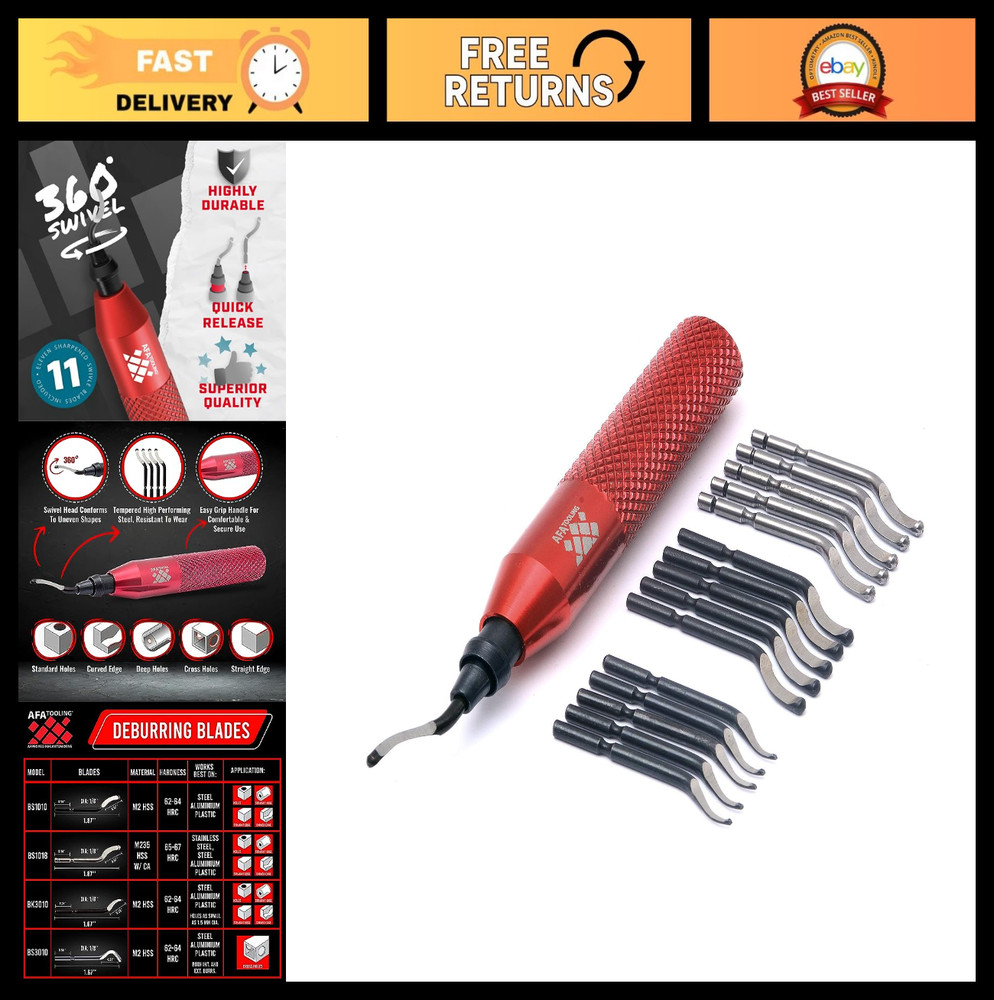 Deburring Tool with 15 High-Speed Steel Blades for Metal, PVC, Plastic & 3D Prin
