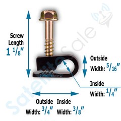 SatelliteSale Black RG6 Single Cable Grip Mounting Screw Clips 100 CT