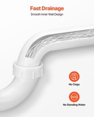 VEVOR P-Trap White Plastic P-Trap 1-1/2 in Kitchen Bathroom Sink Drain Plumbing