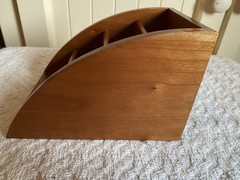 VTG Levenger Wood 3 Slot Desk Organizer Storage Box Office Supplies 1980’s