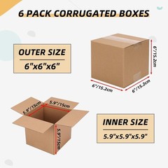 6x6x6 Inches Corrugated Cardboard Shipping Boxes – Perfect for Moving & Mailing