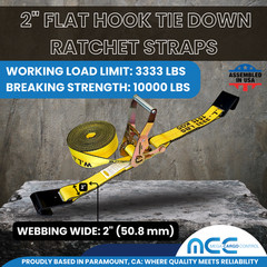 USA Heavy Duty 2″ x 40′-60′ Ratchet Strap Flat Hook Flatbed Truck Farm Tie Down
