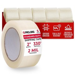 Clear 2 Mil Standard Duty Packing Tape 2″ x 110 Yards, 6 Rolls, 2.0 Mil Thick