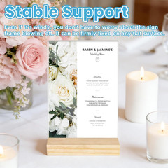 3 Pack 4″x6″ Acrylic Sign Holder with Wood Base, L/T Shape Vertical or Slant Bac