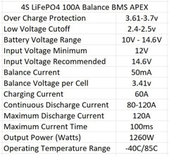 4S 12.8v 14.6v LiFePO4 LiFe 120A BMS Battery Balance 12v 3.2v