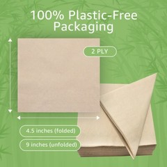 Ibambo Bamboo Cocktail Napkins – 250 Pack, 2-Ply, Ecofriendly Beverage Napkins