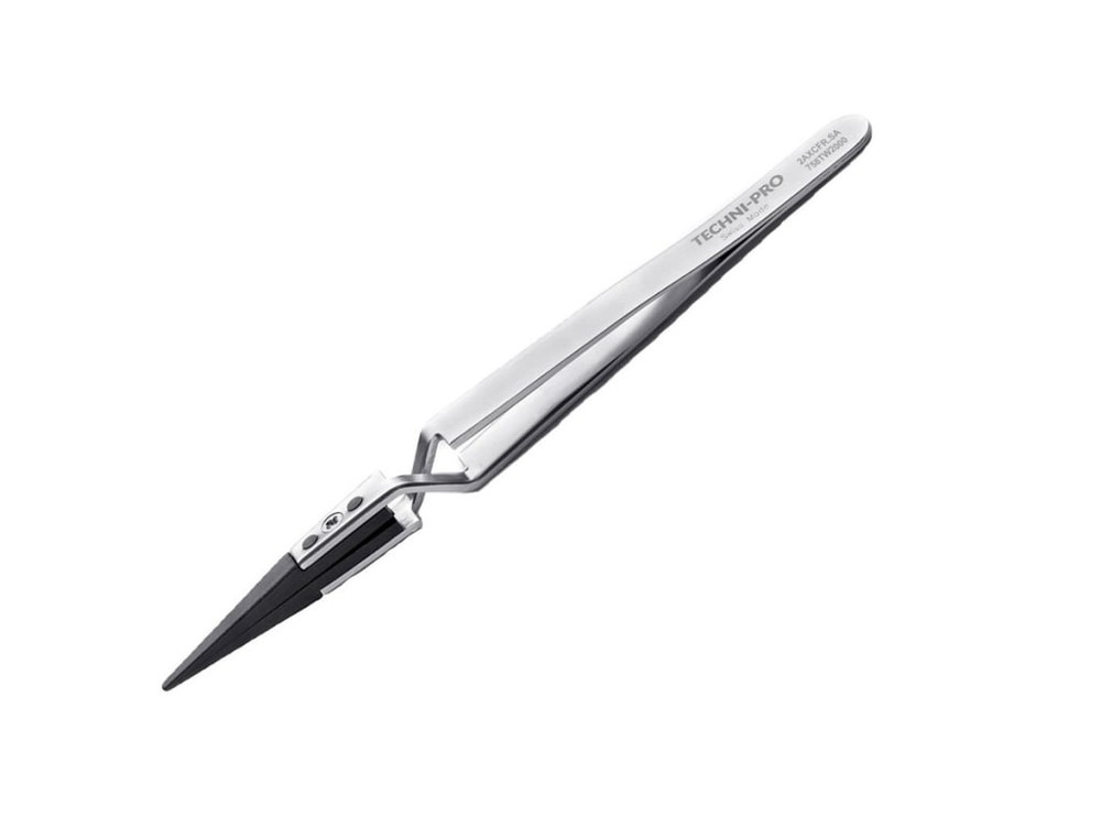 Techni-Pro 758TW2000 – 4.9′ ESD Plastic Tip Tweezers, Reverse, Style 2A, Carbon