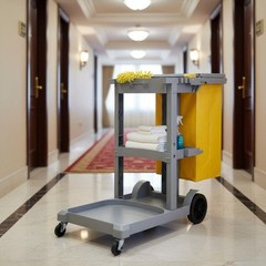 Hotel Linen Cart Easy to Maneuver Multifunctional Janitorial Cart for Janitors
