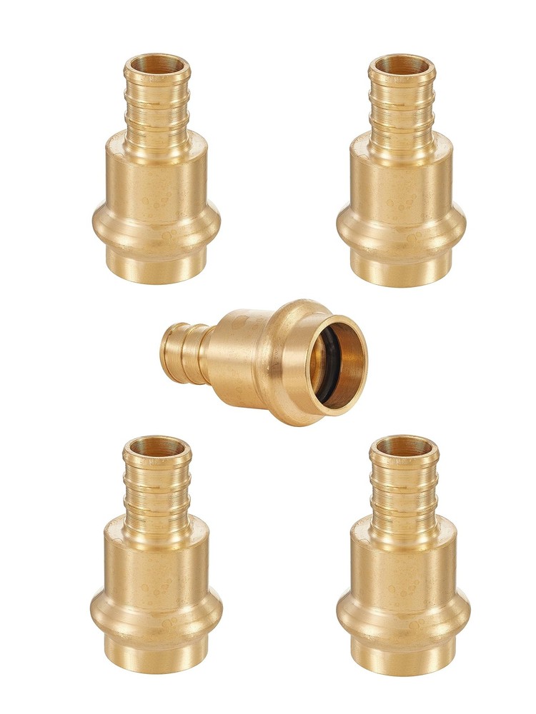 (Pack of 5) EFIELD 1/2 inch Press X 1/2 inch PEX Crimp Coupling Brass Adapters F