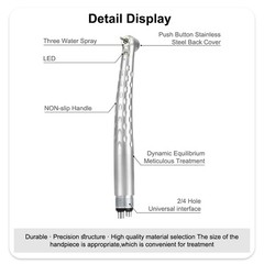 LED Dental E-generator High Speed Handpiece Push Button 2/4Hole Tip 3Water Spray