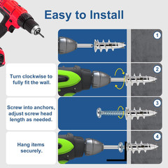116 Pcs Premium Zinc Self-Drilling Drywall Anchors and Screws Kit, Heavy Duty…