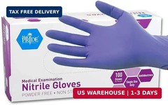 MedPride Powder-Free Nitrile Exam Gloves, Iris Blue, Medium, Box/100