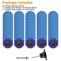 52Pcs 2″ 36 Grit Zirconia Roll Lock Sanding Discs Set 1/4″ Shank for Die Grinder
