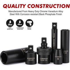 CASOMAN 3/8″ Drive Impact Socket Set, 49 Piece Standard SAE and Metric Sizes