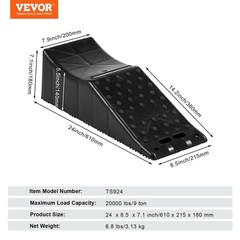VEVOR 1Piece Vehicle Ramp 20000 lbs/9 Ton Capacity Car Service Ramp, Black