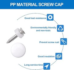 100pcs Screw Covers Plastic Screw Cover, Plastic Dome Screw Cap (White)