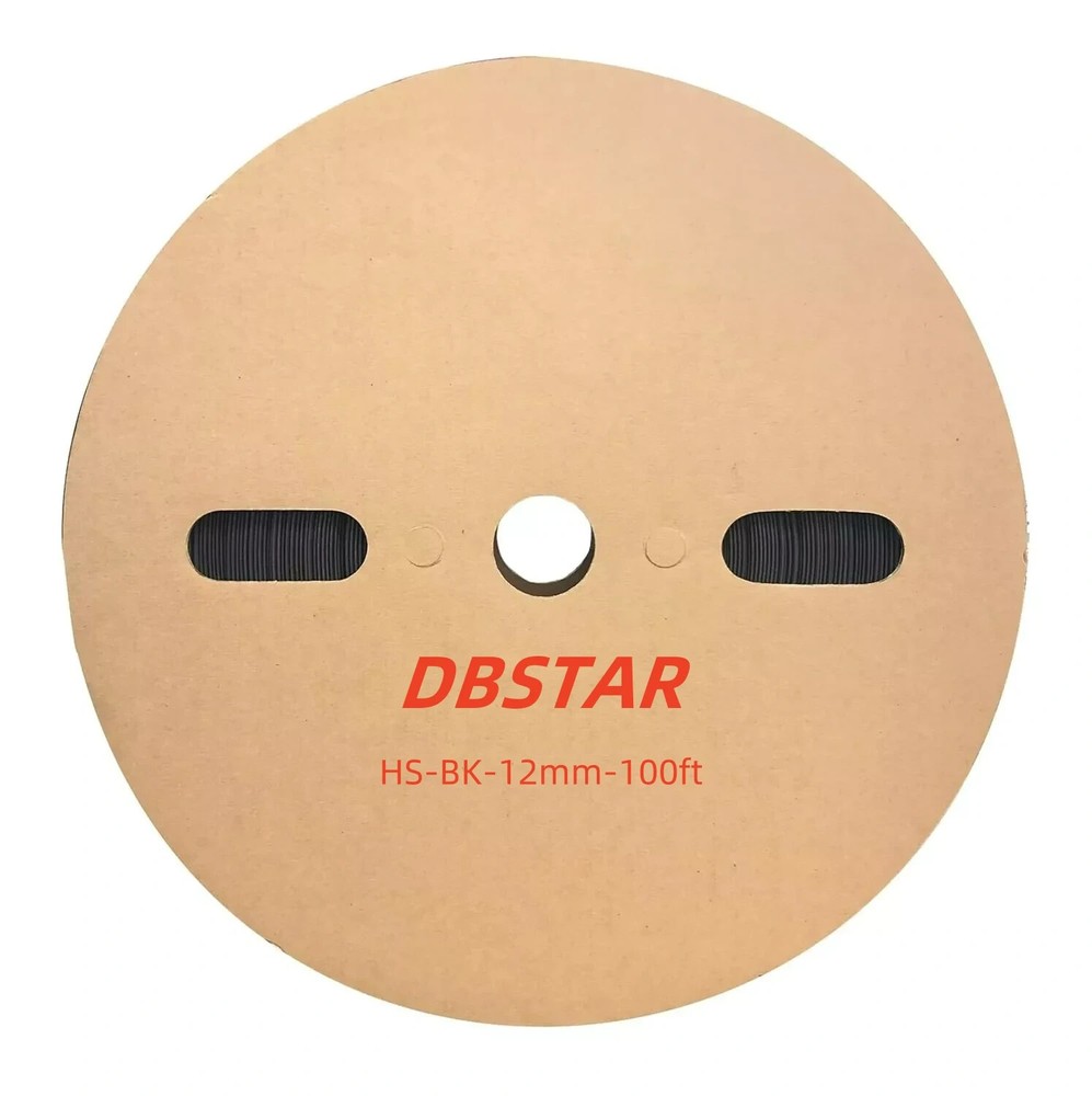 DBSTAR 100 FT. 100′ Feet BLACK 1/2″ 12mm Polyolefin 2:1 Heat Shrink Tubing cable