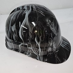 CAP STYLE hard hat custom hydro dipped IN SLATE GRAY ACE OF SKULLS