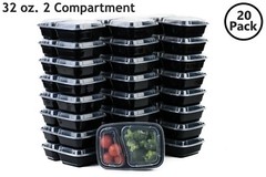 20 Set Microwavable Food Containers with Lids BPA Free Reusable Meal Prep 32 Oz.
