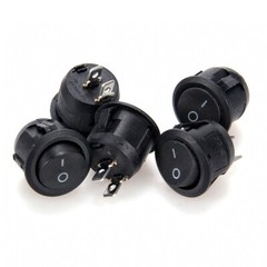 5x Small Round Rocker Switch Locking ON/OFF DC 5A/12V SPST Circle AC 6A/250V/125