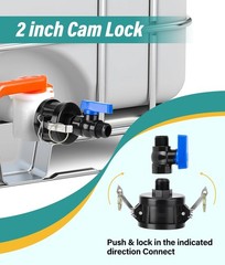 IBC Tote Hose Adapter Kit, 2″ Cam Lock fittings for 275-330 Gallon Tank, IBC …
