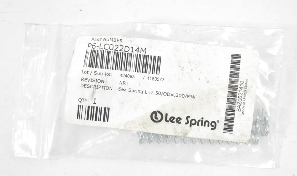 Lee Spring 6 Pack Springs 2.50″ L x .3″ OD P6-LC022D14M Replacements Set