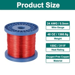 24 AWG Magnet Wire, 24 Gauge 48 oz Enameled Copper Wire, 155C(311F), Red,Blue