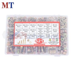 521x Flanged Hex M6 M8 M10 Silver Flange Bolts Assortment Kit for Industrial use