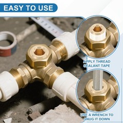 3/8″ NPT Male Pipe Plug Fitting, 5Pcs Brass Hex Counter Sunk Pipe Plug