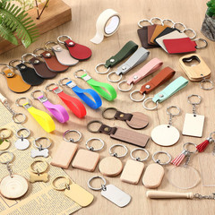 122 Pcs Laser Engraving Keychain Blanks in Wood, Metal, Acrylic, and More