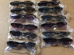 NEW ASSORTED BOX OF SUNGLASSES SUN GLASSES SET OF 12 GLASS COLORED SMALL LENS