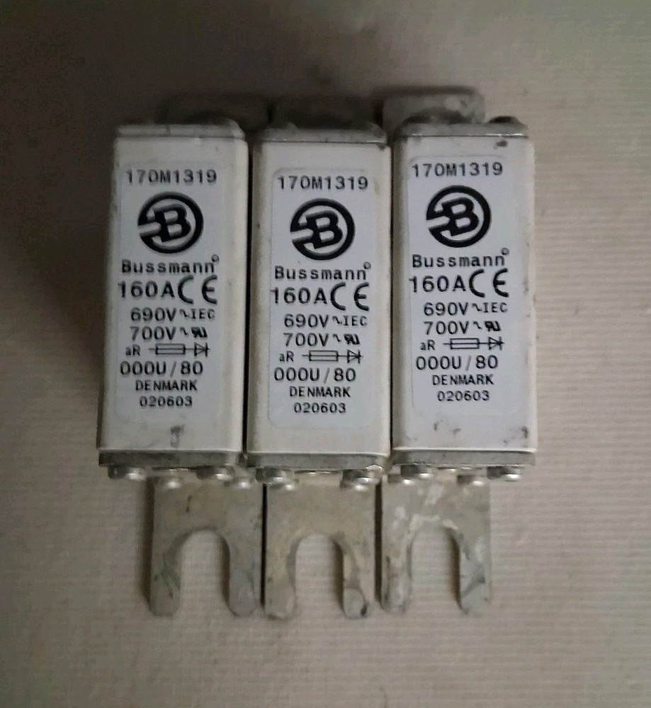 LOT OF 3 BUSSMANN 170M1319 160A 690-700V FUSE