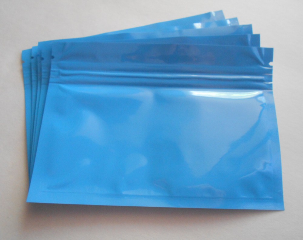 100 Pack – Blue/Clear, Mylar Re-Sealable Zip & Lock Bag 5″x3.5″ Scent Proof Bags