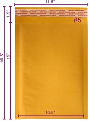 PolycyberUSA 100pcs #5 Kraft Bubble Envelopes Mailers (Inner 10.5×15)
