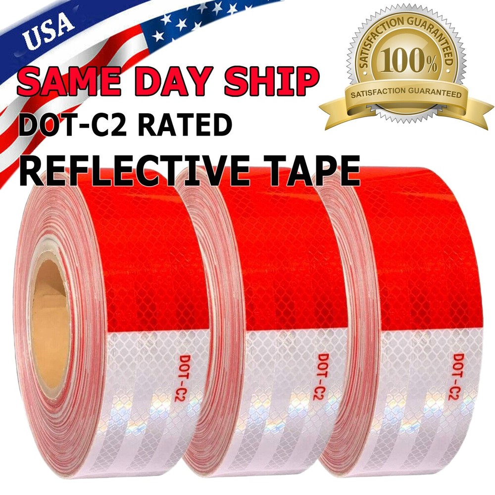 Conspicuity Tape DOT-C2 Approved Reflective Trailer Red White 2”x50’ /1 Roll