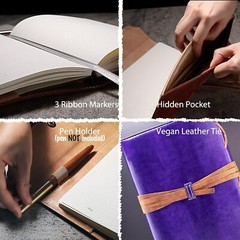 Vintage Purple Faux Leather Refillable Writing Journal – Slim A5 Diary Notebook
