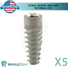 5x Dental Spiral Instrument Tool Int Hex 2.42mm Titanium Sterile Anodized